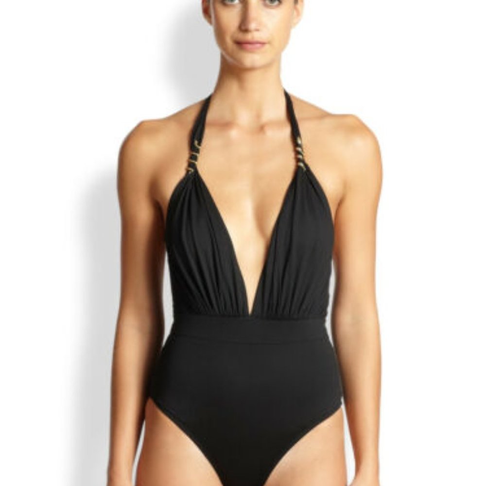 Lazul Phaedra‎ Plunging Halter Neck Swimsuit